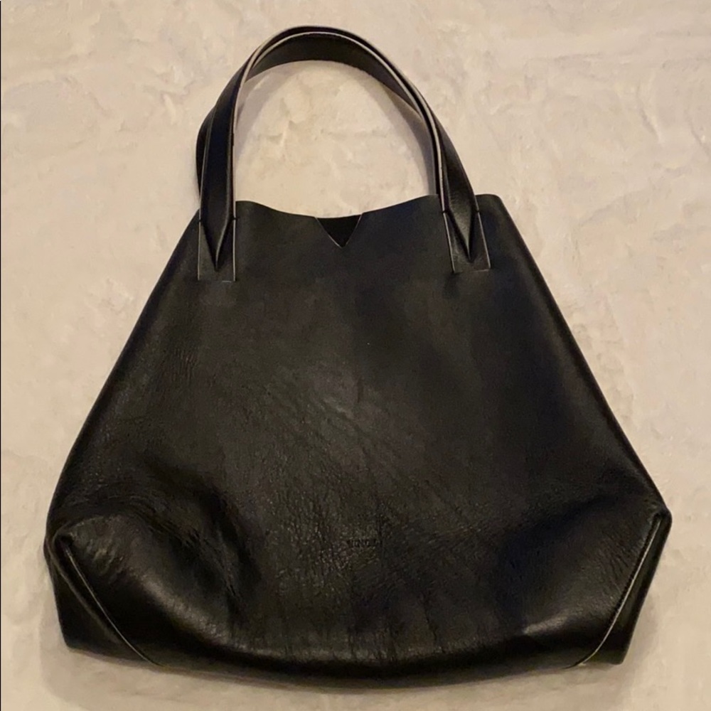 Vince Black Leather Tote Bag